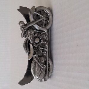 Motorcycle Business Card Holder Wings Clock Vintage Made In Taiwan ROC
